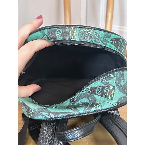 Harry Potter Slytherin Loungefly Mini 12" Backpack Green Black Snake Bag - Picture 8 of 8